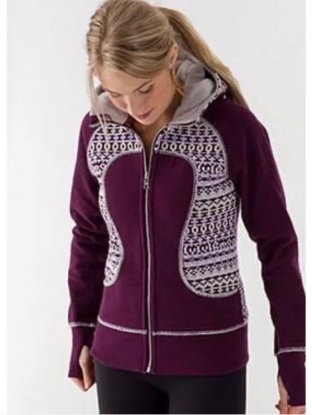 Lululemon Special Edition Fair Isle Purple and Grey Scuba Hoodie